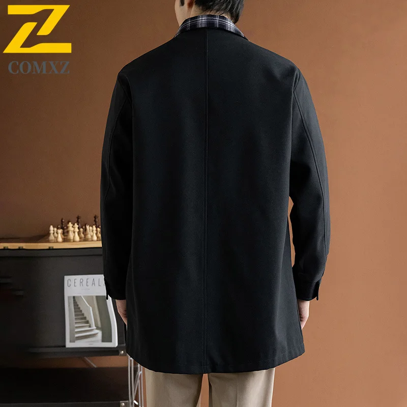 معطف طويل خندق النمط البريطاني التلبيب فضفاض صالح العصرية حجم كبير معطف الرجال الكبار سترة الخريف الشتاء يندبروف معطف غير رسمي 8XL #4