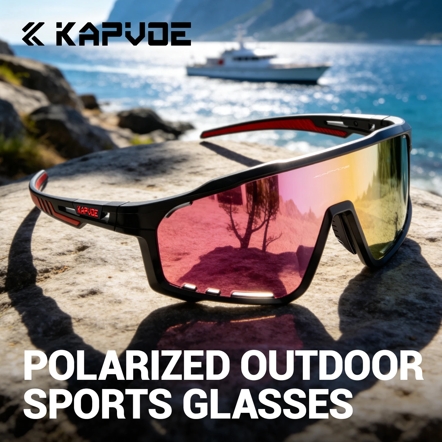 KAPVOE UV400 Hiking Sunglasses Windproof Outdoor Sports Stylish Glasses Cycling Running and Driving Road Bike Unisex Sunglasses