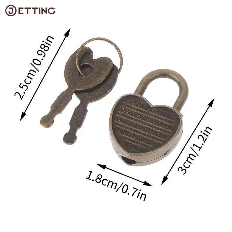 1Set Metal Heart Shape Square Shape Vintage Metal Mini Padlock Bag Suitcase Luggage Box Key Lock With Key