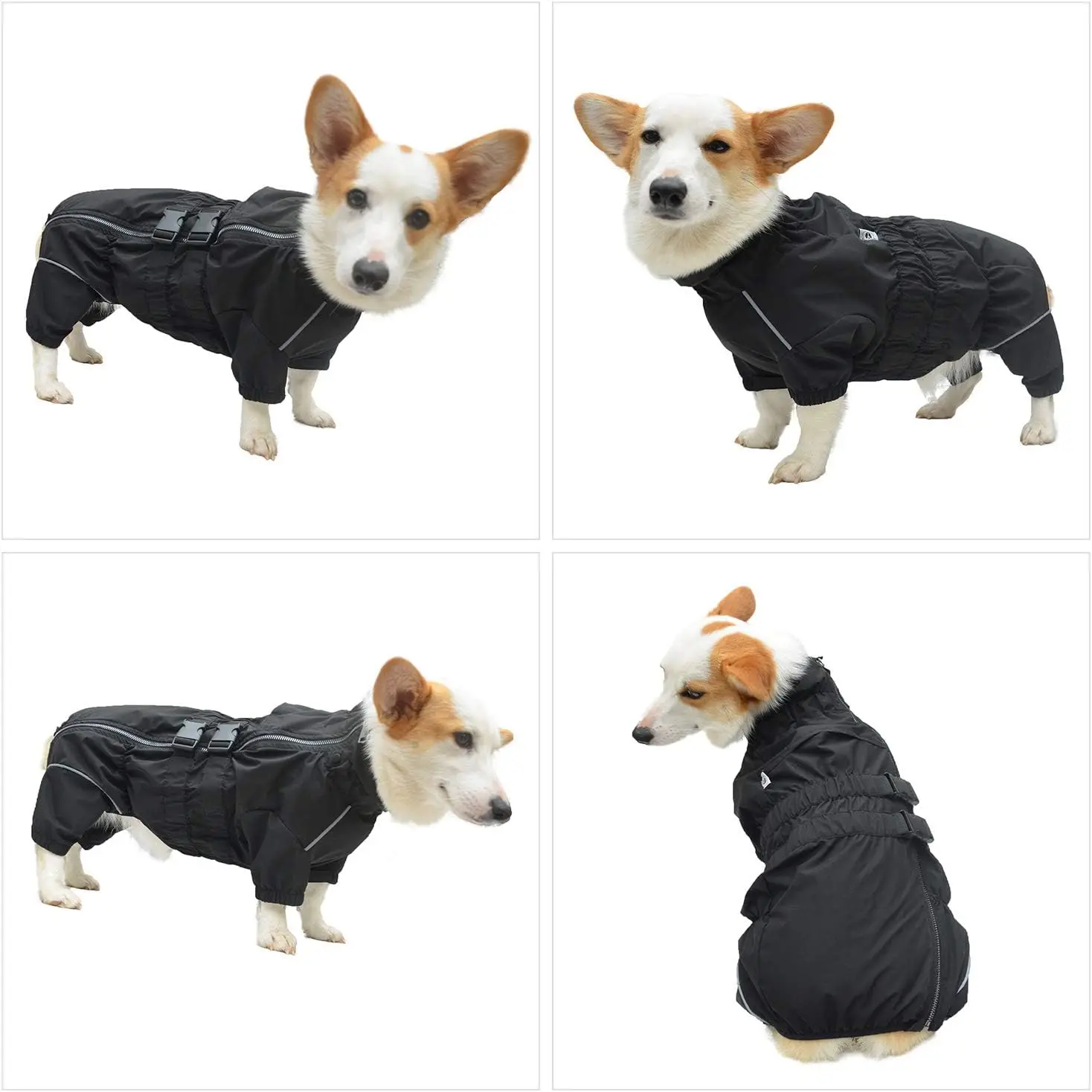 Dogs Waterproof Jacket, Lightweight Reflective Safety Dog Raincoat Windproof Snow-Proof Dog Vest for Corgis Dachshund