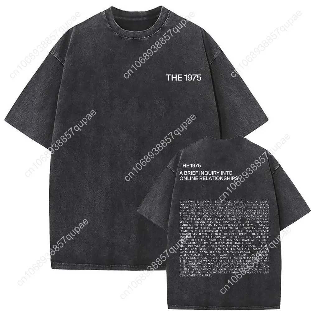 Washed Vintage The 1975 Double Sided Print Tshirt I Hate Matty Healy Graphic T-shirt Men Women Hip Hop Gothic Rock Streetwear