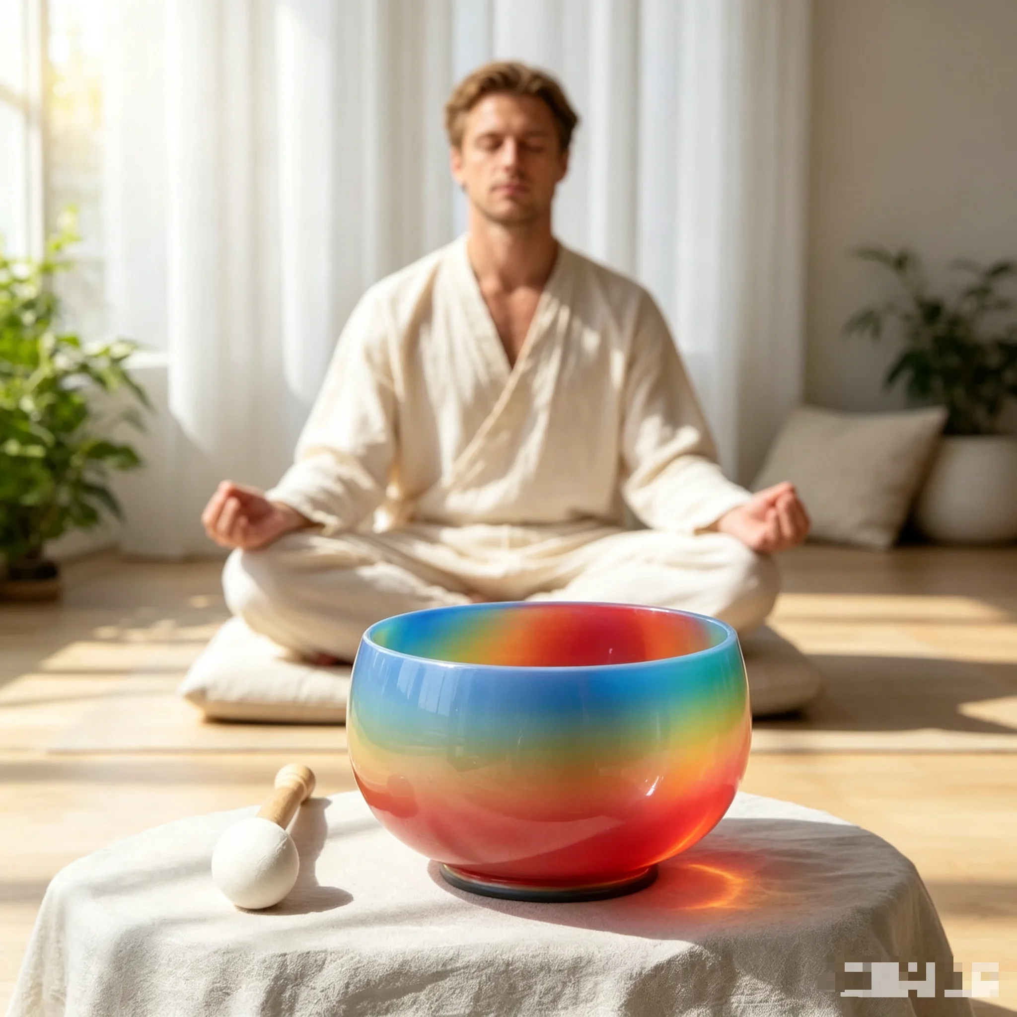 Flash Sale 7-8 Inch Dual 432Hz & 440Hz Rainbow Crystal Singing Bowl G Note Throat Chakra Sound Healing Meditation Instrument