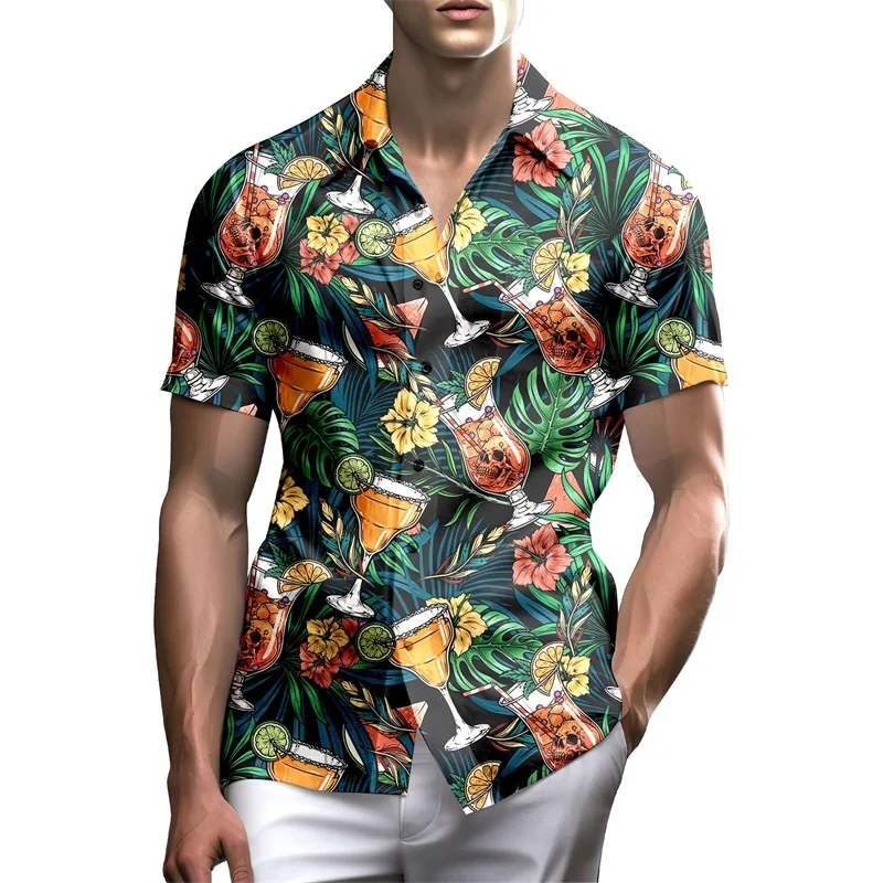 Camisa havaiana de néon masculina, 3D Print, Flor, Casual, Camisa de praia de botões grandes, Roupas da moda, Aloho Design