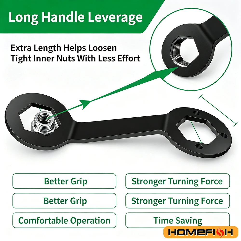 36/38mm Double Ended Washing Machine Clutch Wrench Long Sleeve Spanner for Inner Screw Nut Removal Disassembly Hand Tool