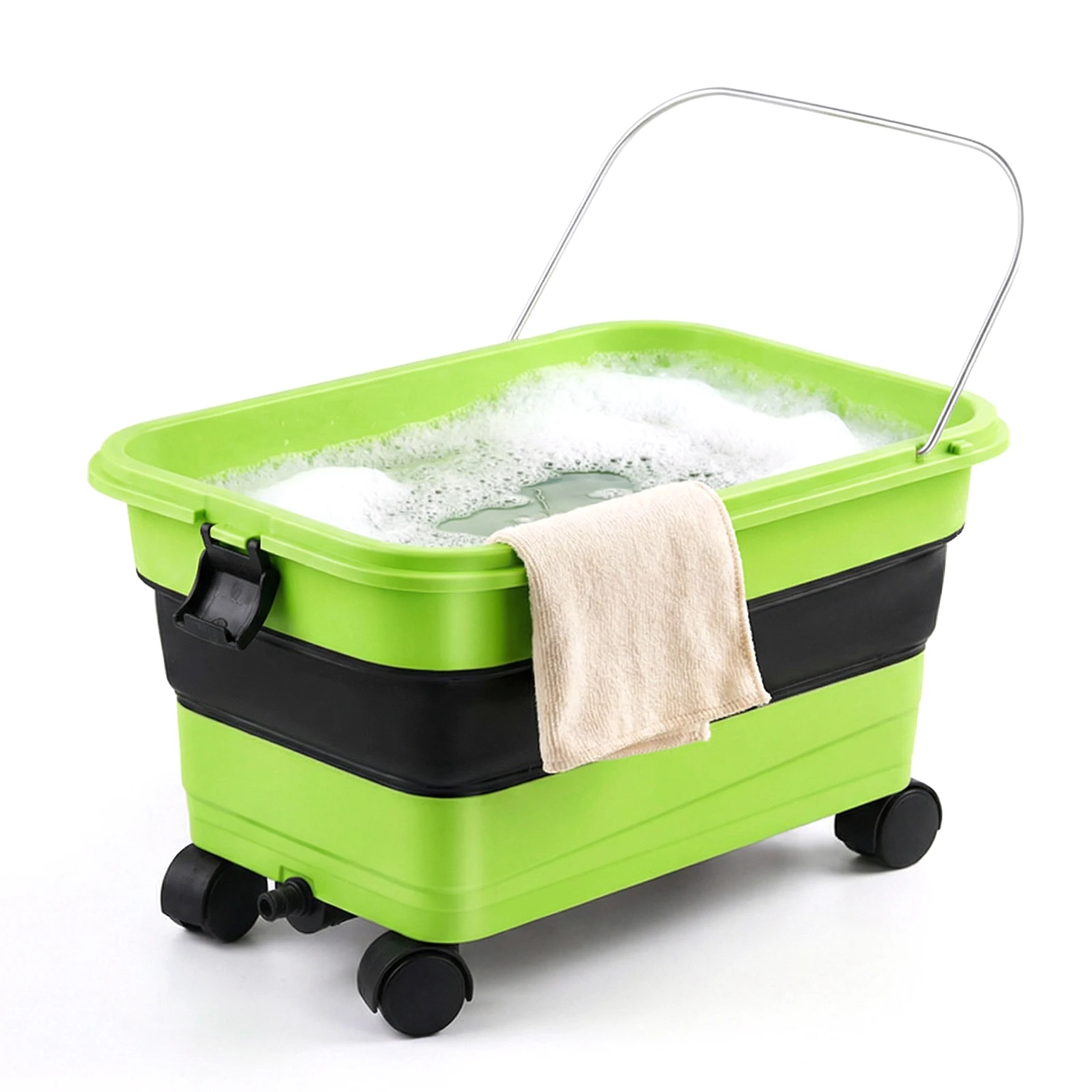 

22L Household Mobile Folding Bucket Large Capacity Outdoor Collapsible Buckets with Wheels for House Cleaning Camping