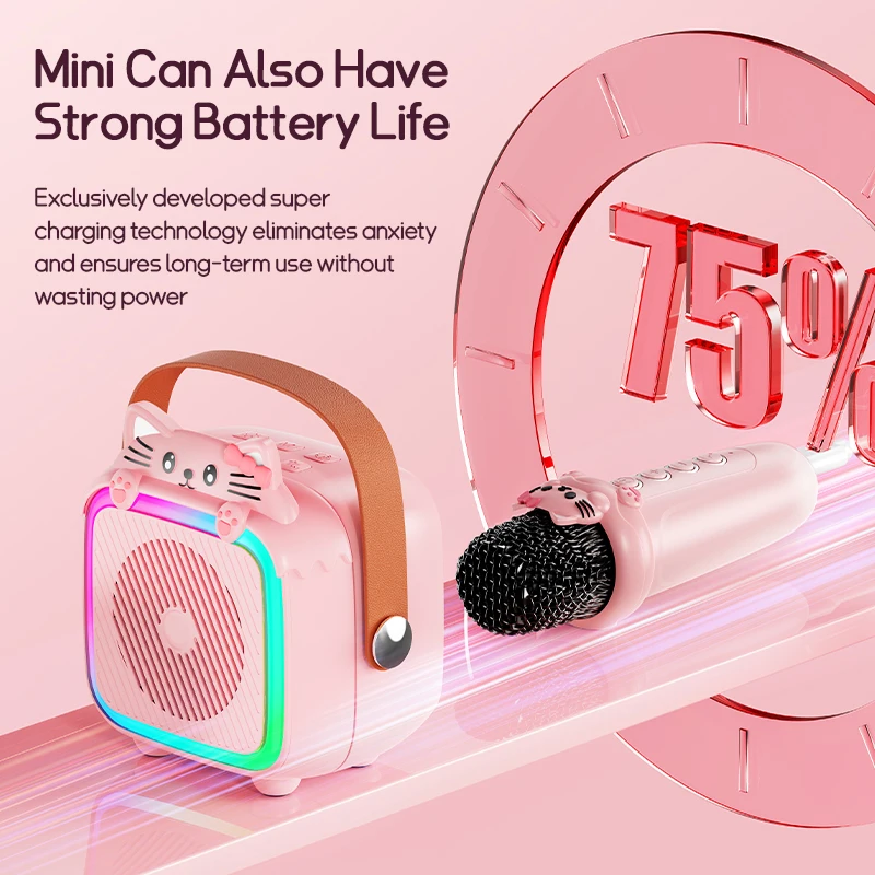 RIVGOT Portable Karaoke Machine Wireless Microphone System Bluetooth Speaker with Light Family Singing Machine for Kids Gifts
