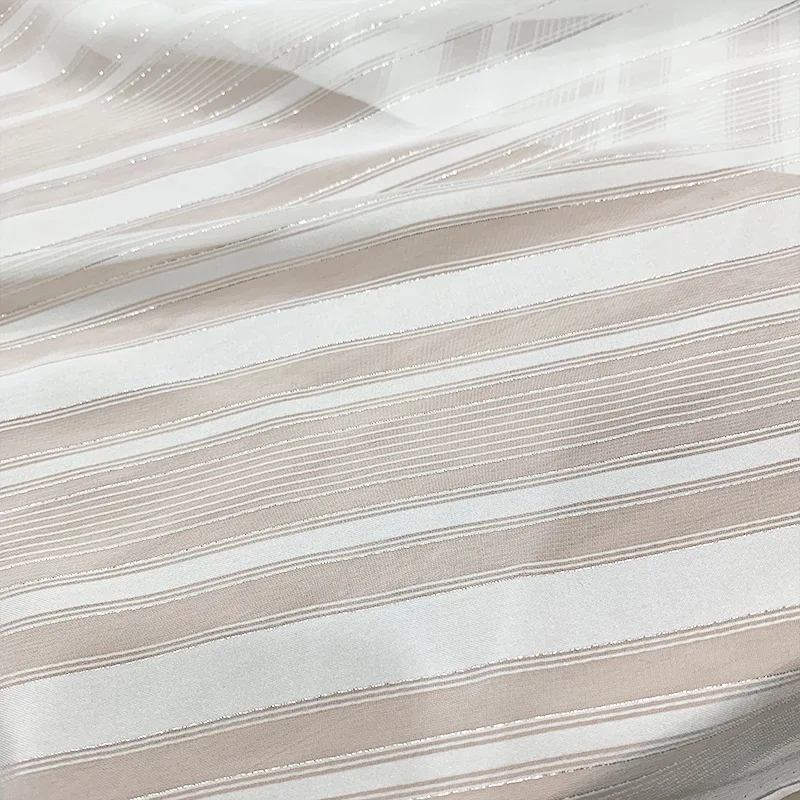 Silver Stripes Chiffon Fabric Lightweight Thin Transparent Breathable Mesh Tulle Fabric For Shirts Dress Diy Sewing 50cmx150cm