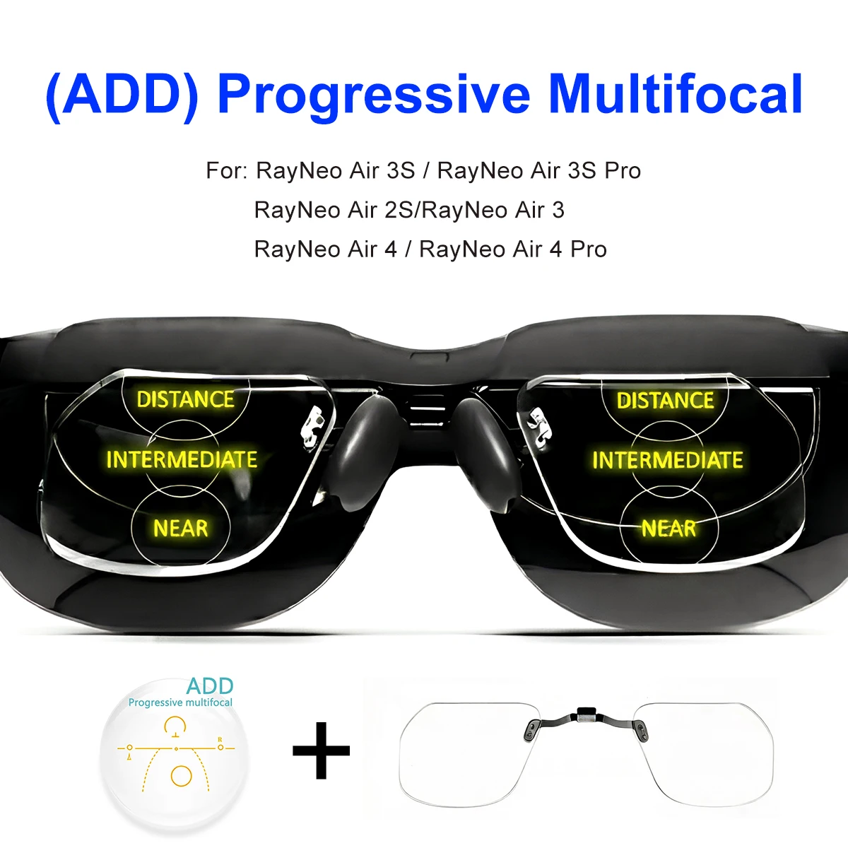 For RayNeo Air 4/Air 4 Pro/Air3S Pro/Air3/3S/Air 2S Smart Glasses Lens Custom Myopia and hyperopia Anti-Blue Anti-glare Lenses
