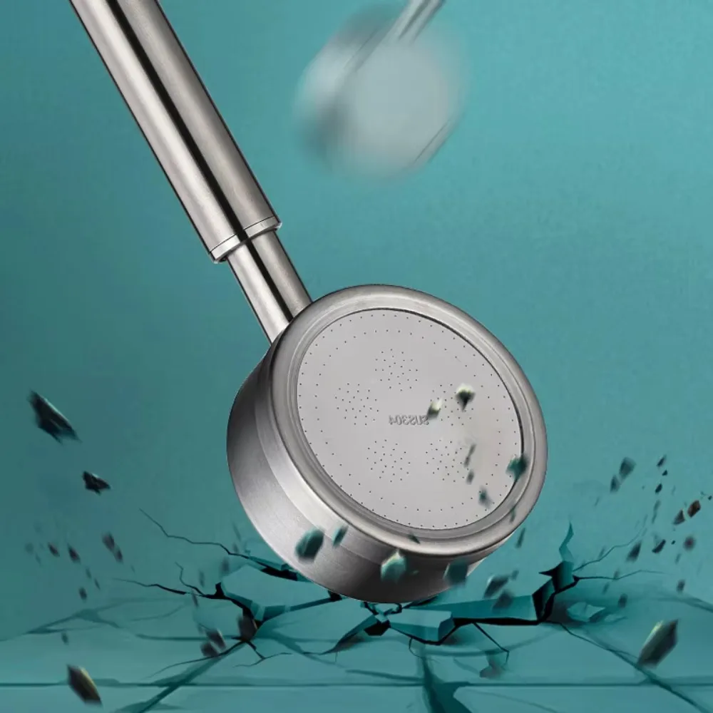 

304 Stainless Steel Booster Shower Head Kit Built-in Filter with Hook and Hose Handheld Shower Head Water Saving