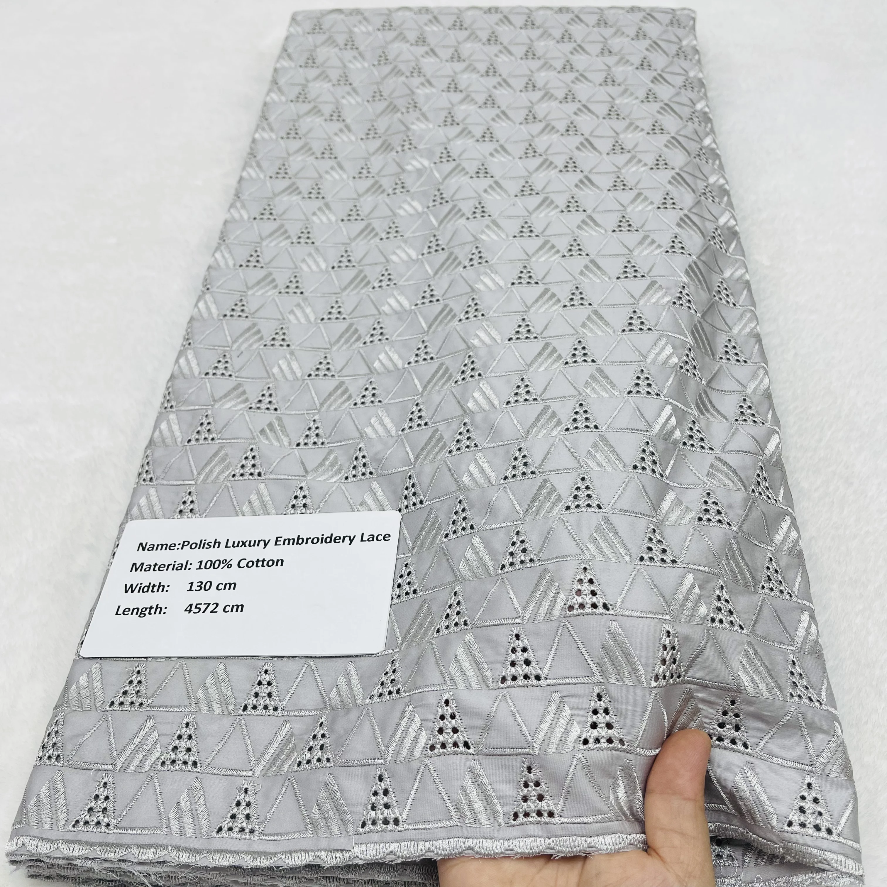 

2025 High Quality 100% Cotton Lace Fabric Polish luxury Embroidery Lace Dry Men Dress fabric For Wedding Dress African Fabrics