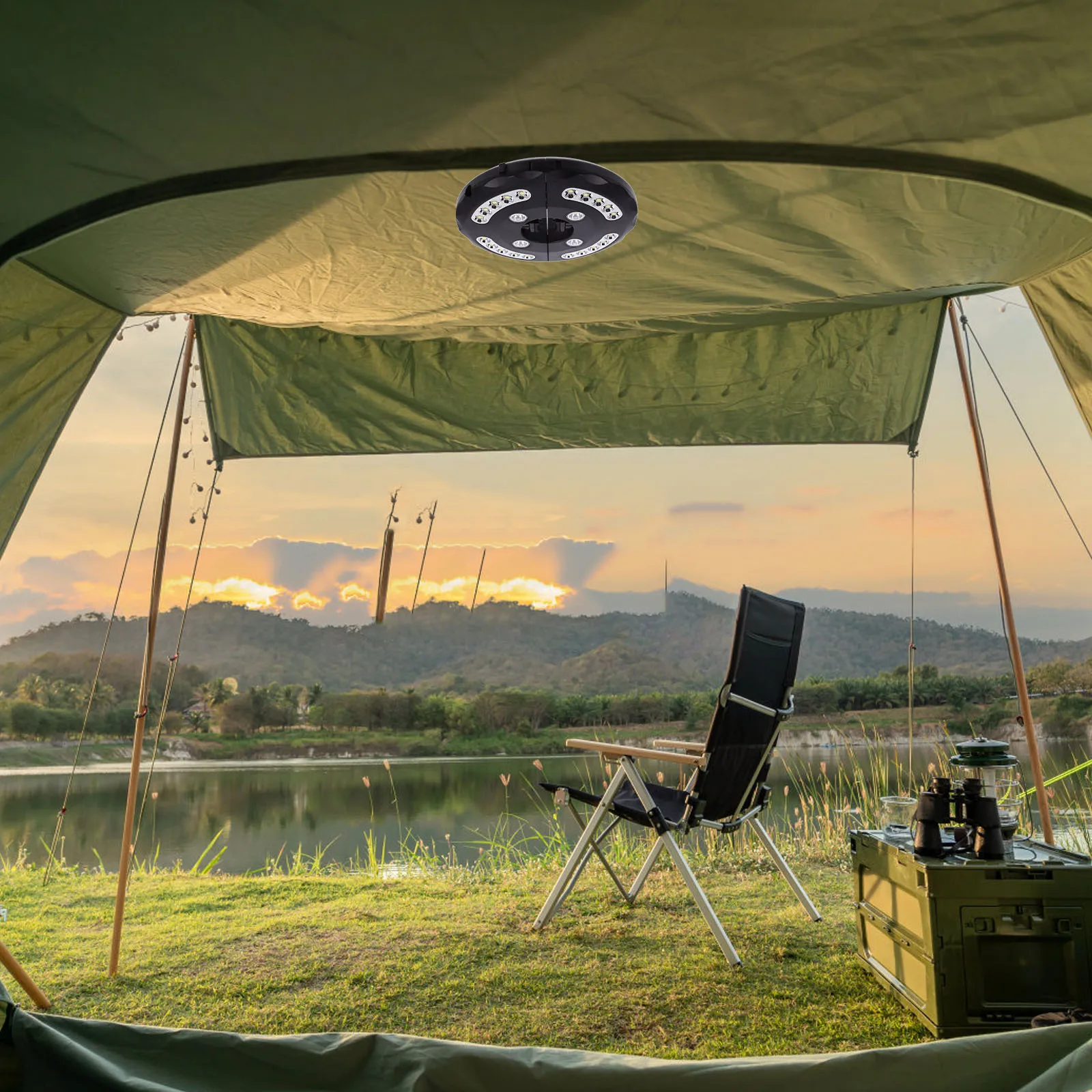 

20+8 Led Umbrella Light Tent Lamp Portable Camping Lantern Outdoor Emergency Light Garden Party Lamp Usb Rechargeable Black