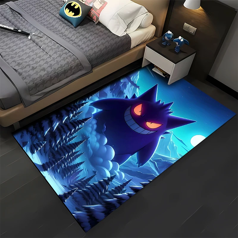 Pokemen Gengar  Cartoon Pattern Living Room Bedroom Carpet Bedside Floor Mat 15 Size Kid's Room Cloakroom Play Mat Area Rug