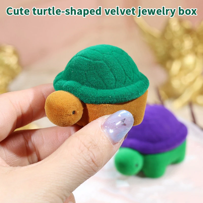 Cartoon Cute Ring Box, Turtle-shaped Jewelry Box, Velvet Earring Box, Flocked Box, Exquisite Jewelry Gift Box