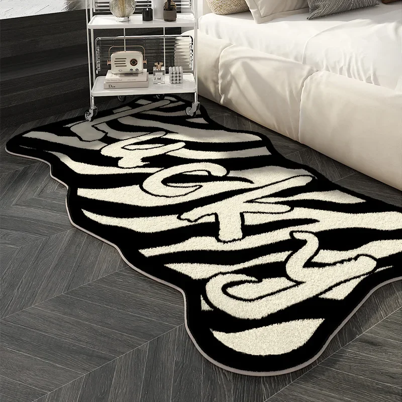 Ins Style Living Room Decoration Carpet Home Fluffy Soft Rug Irregular Shapes Rugs for Bedroom Thick Anti-slip Bedside Floor Mat