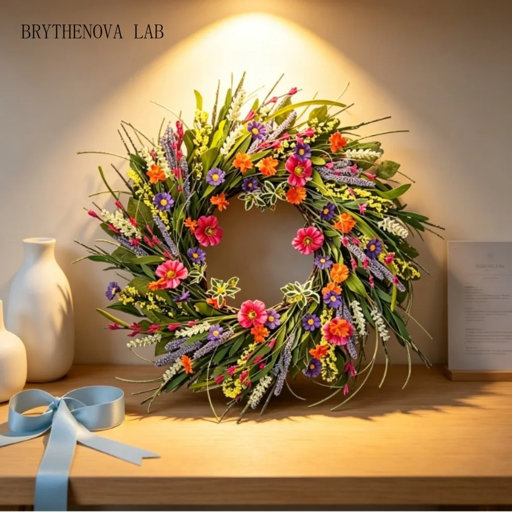 Spring Flower Garland Wreath: -Elegant Home Decor for a Look Fresh for Festival, Home Decoration Outdoor Decoration