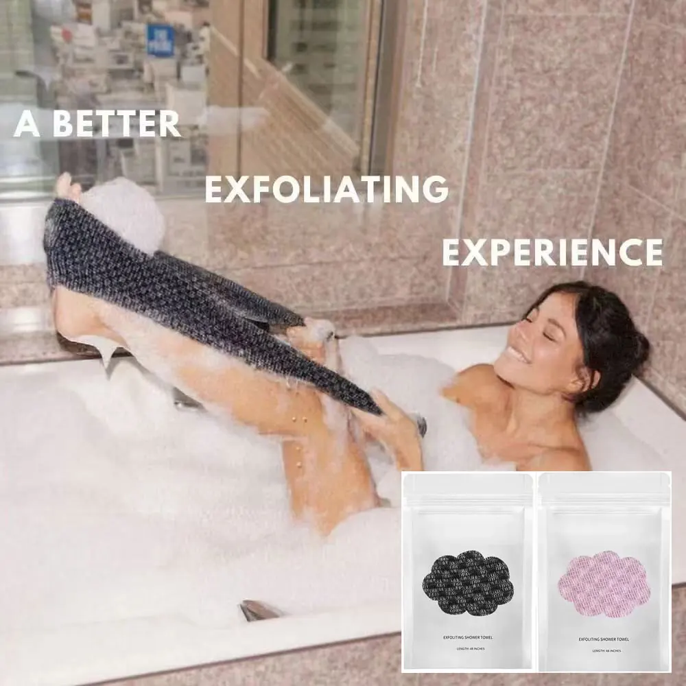 Rückenschrubbhandtuch, doppelseitig, strapazierfähig, Peeling-Körperhandtuch, Rückengurt, Unisex, Detox-Schlamm-Rückenschrubb, verlängertes Badetuch – Detail 7