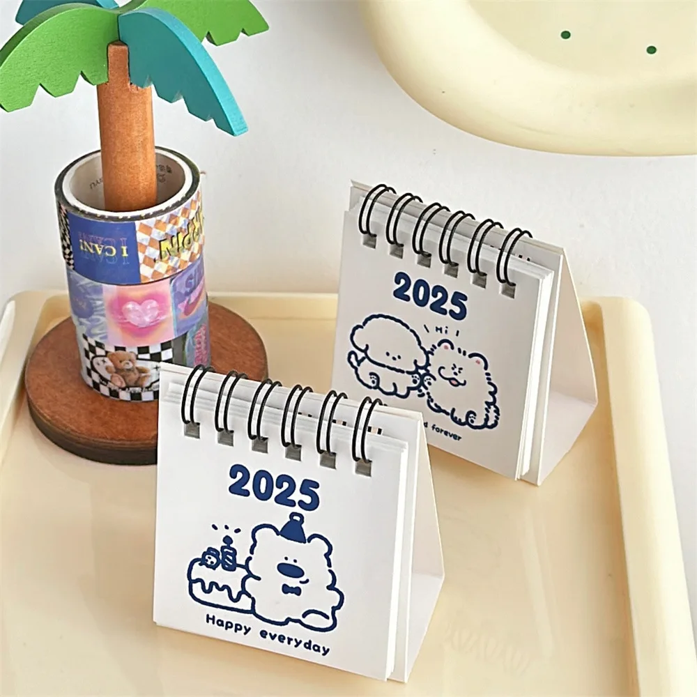 2025 Cute Mini Calendar Office Desktop Decoration Small Ornament Calendar Compact and Portable