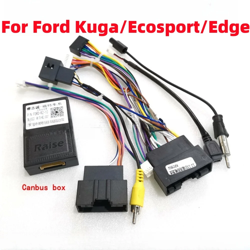 Canbus Box FORD-RZ-10 para Ford Fiesta Kuga/Ecosport/Focus Android estéreo 16 pines arnés adaptador Cables DVD Radio GPS cable de alimentación