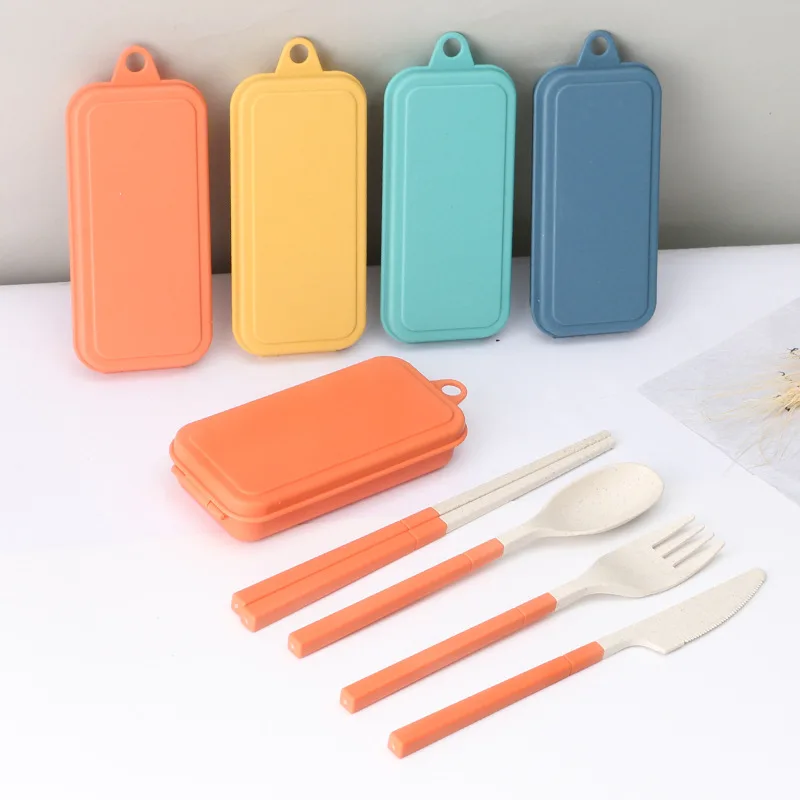 Portable Detachable Knife, Fork, Spoon and Chopsticks Set 4 Pieces Travel Folding Cutlery Picnic Cutlery Set Camping Cutlery Set