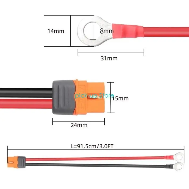 Q5WA XT60IF 암 플러그에 O 타입 터미널 구리 코 클립 와이어 태양열 충전