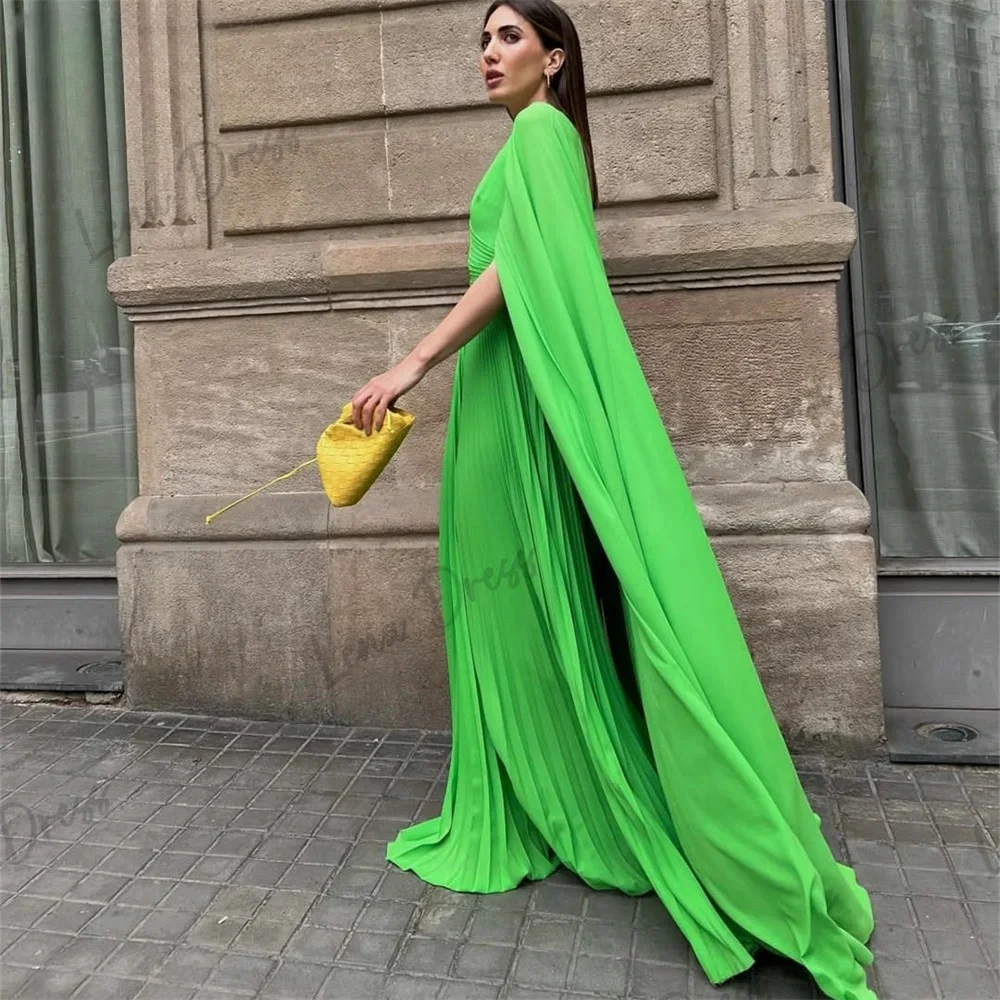 

Lena Chiffon Elegant Womens Party Dresses on Offer Evening Clearance V-neck Green Robe De Soiree Femmes Special Occasion Dresses