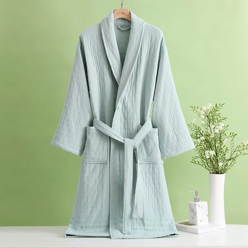 Gauze Robe Kimono Cotton Unisex Homewear For Men And Women Soft highly absorbent Robe Females Casual Bathrobe Sleepwear