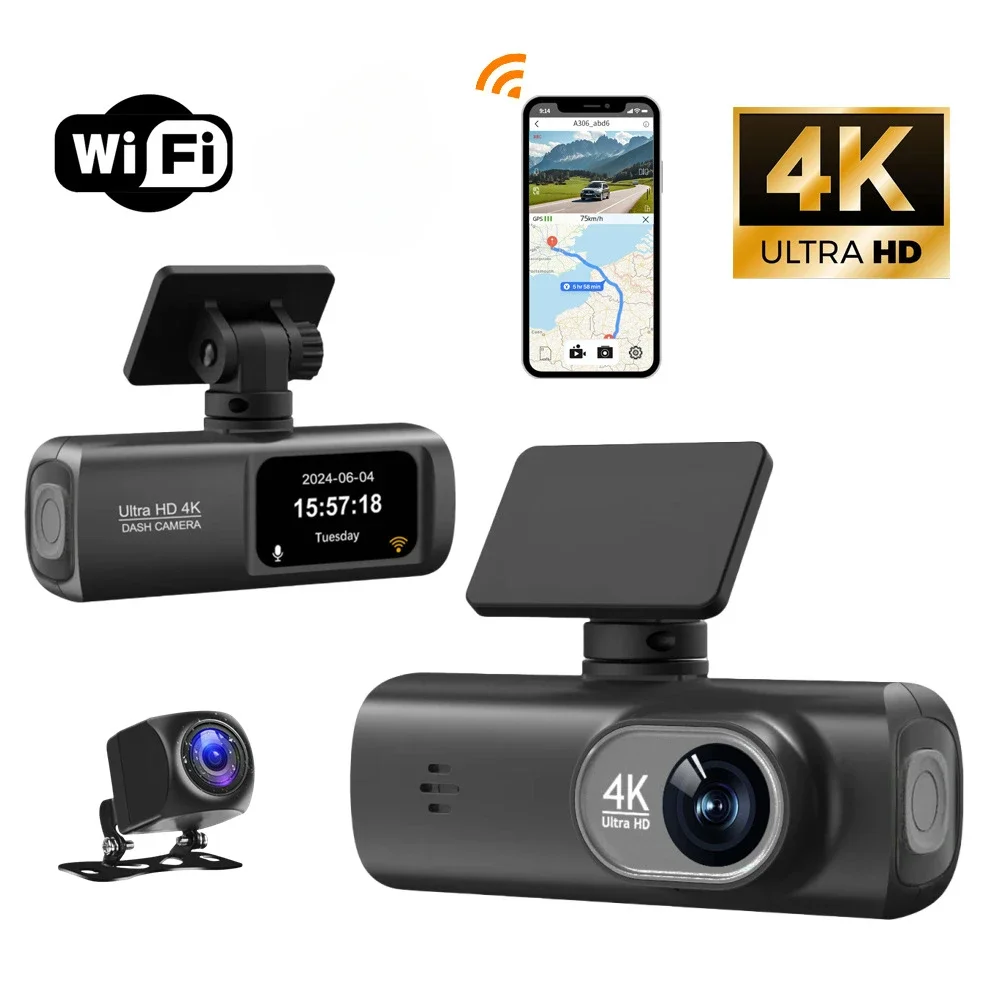 2K Dash Camera For Car DVR Dash Cam In The Car  Video Recorder Voice Prompt  WiFi  Black Box