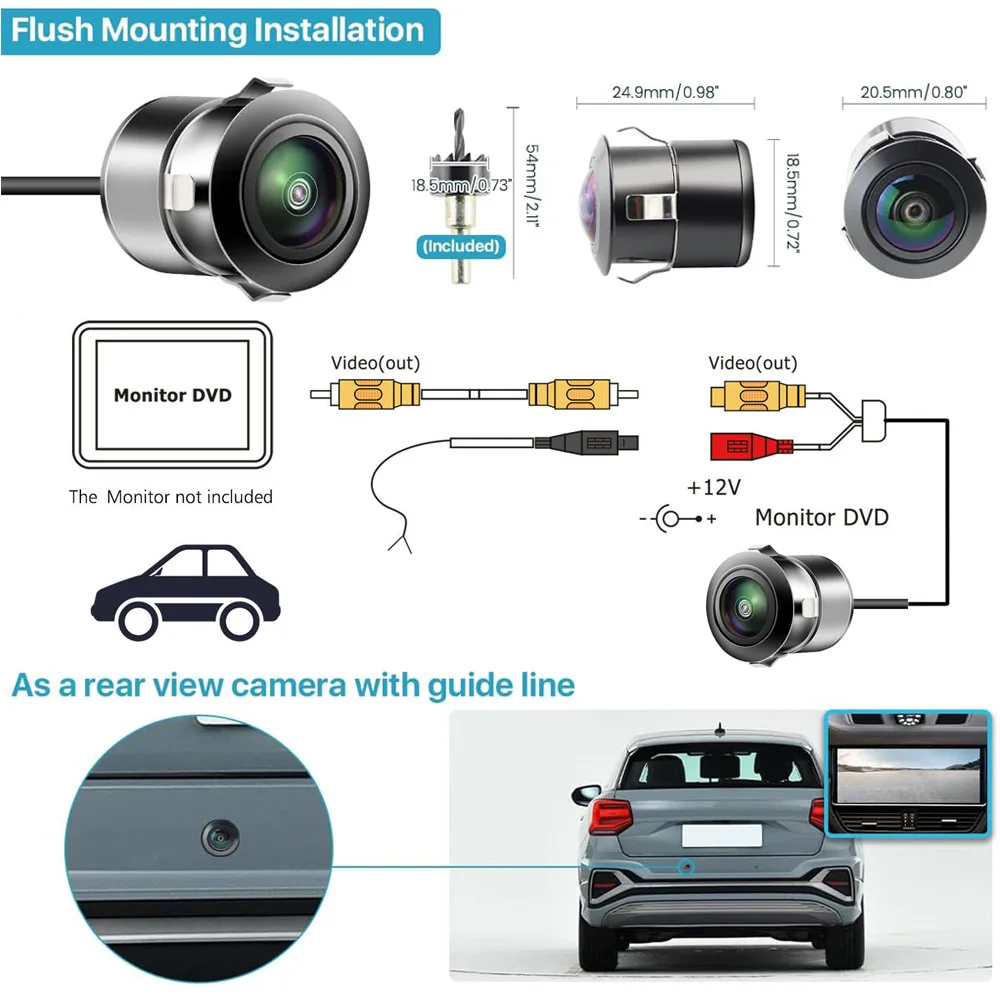 BOENKAI ユニバーサル AHD 720P バックアップカメラ広角フラッシュマウントリバースリアビューカメラ車ピックアップ SUV RV バン逆転支援