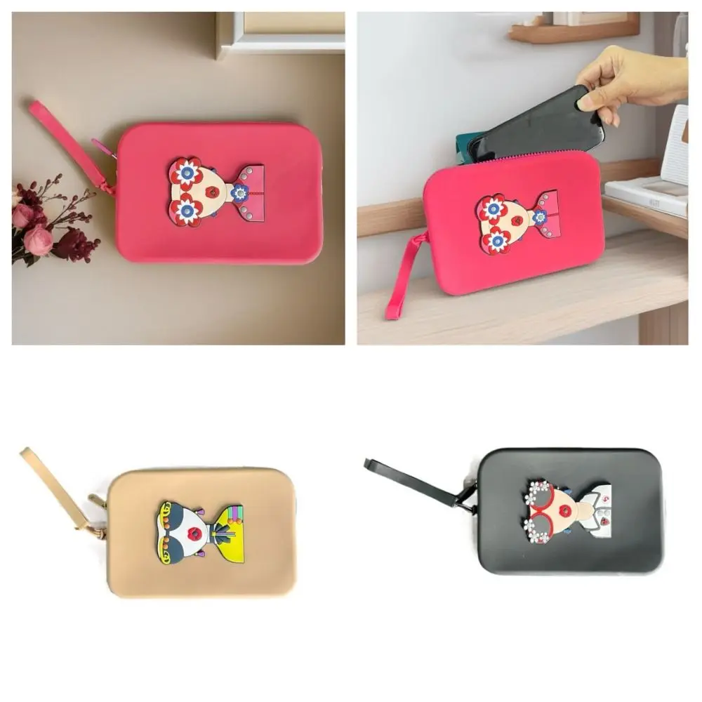 

Creative Large Capacity Silicone Square Storage Bag Square With Zipper Makeup Pouch Washable Reusable Coin Purse Student