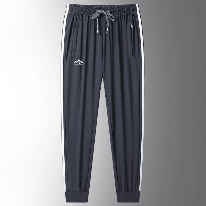 New Men\'s Ice Silk Casual Streetwear Trousers Sweatpants Summer Quick-Drying Gym Joggers Running Sports Work Straight Pants Men