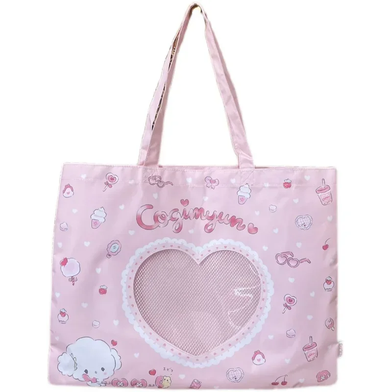 Cute Cogimyun Tote Hand Bags Big Handbags for Women Cartoon Cloud Clear Top Handle Bag Kawaii Reusable Eco Shopping Bags