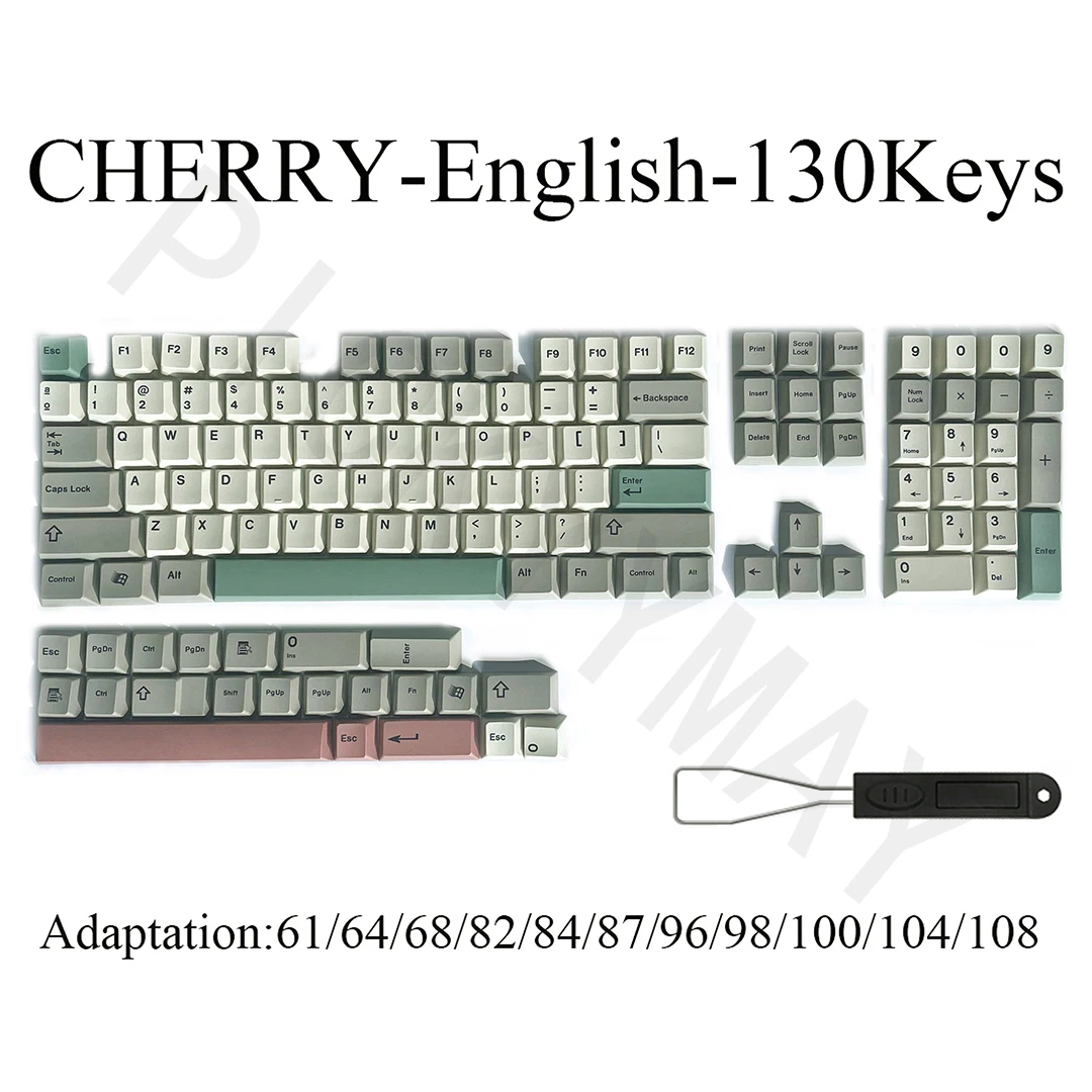 Conjunto de Keycap PBT para Cherry MX, XDA Profile Keycaps, Keycap Branco Japonês 9009, Keycaps Personalizados DIY, 130 Teclas por Conjunto