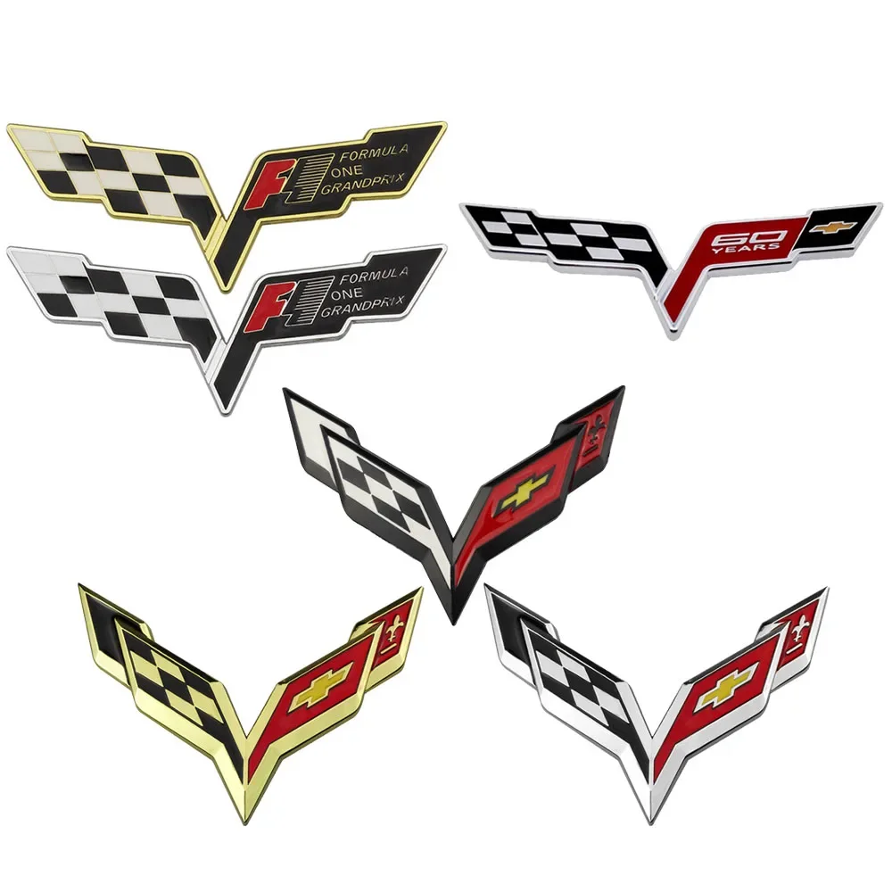 3D Metal Car Emblem Sticker Accessories for Chevrolet Badge Corvette 60 Years Camaro Aveo Cruze Malibu Captiva Trax Niva Captiva