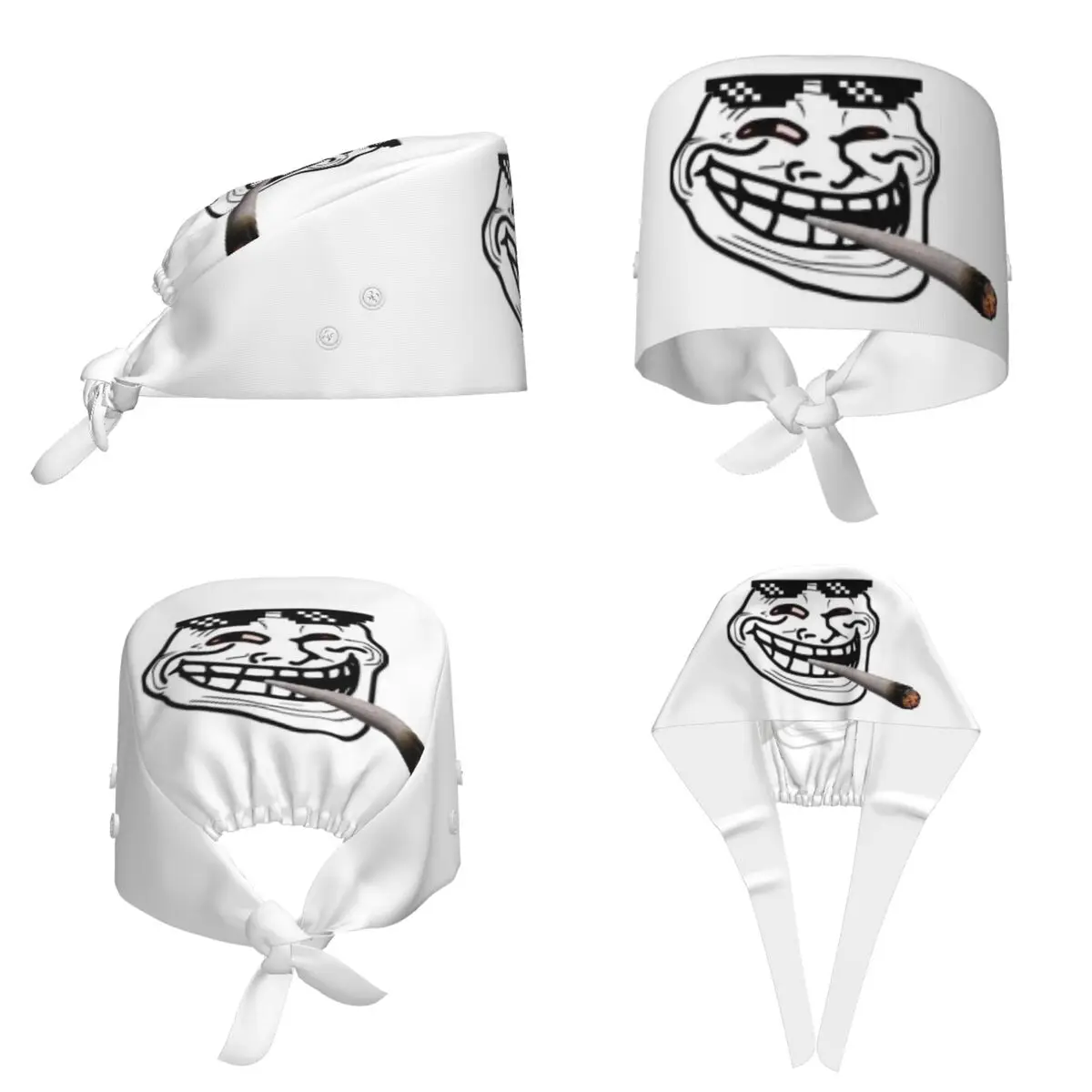 Novelty TROLL Face Meme Funny Scrub Hat Doctor Working Surgical Cap Men Women Adjustable Nursing Caps for Dentist