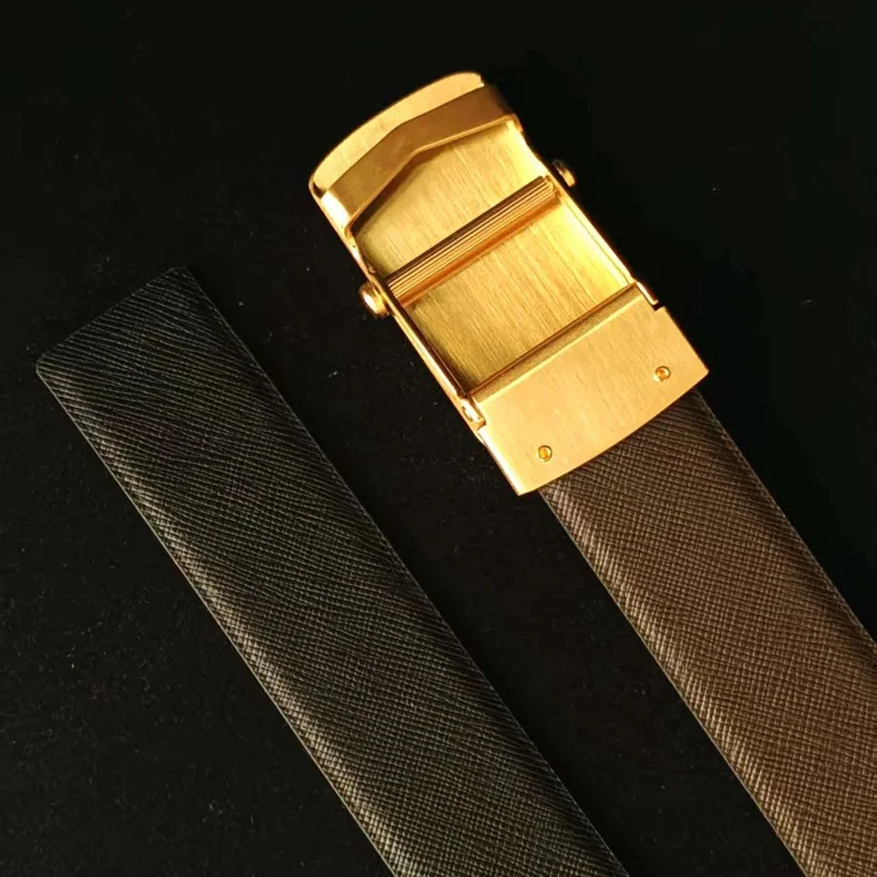 高級 3.4cm ユニセックスベルト - 穴なし調節可能、ステンレススチールバックル、リバーシブルクロスグレインレザー