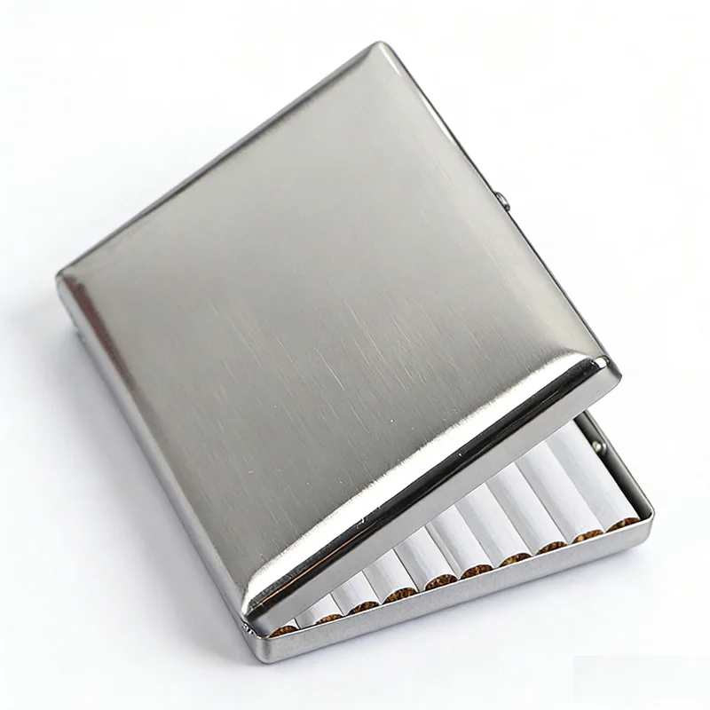 

Премиальный портсигар из нержавеющей стали, никелированный матовый футляр для курения, портативная металлическая коробка для табака, аксессуары для курения