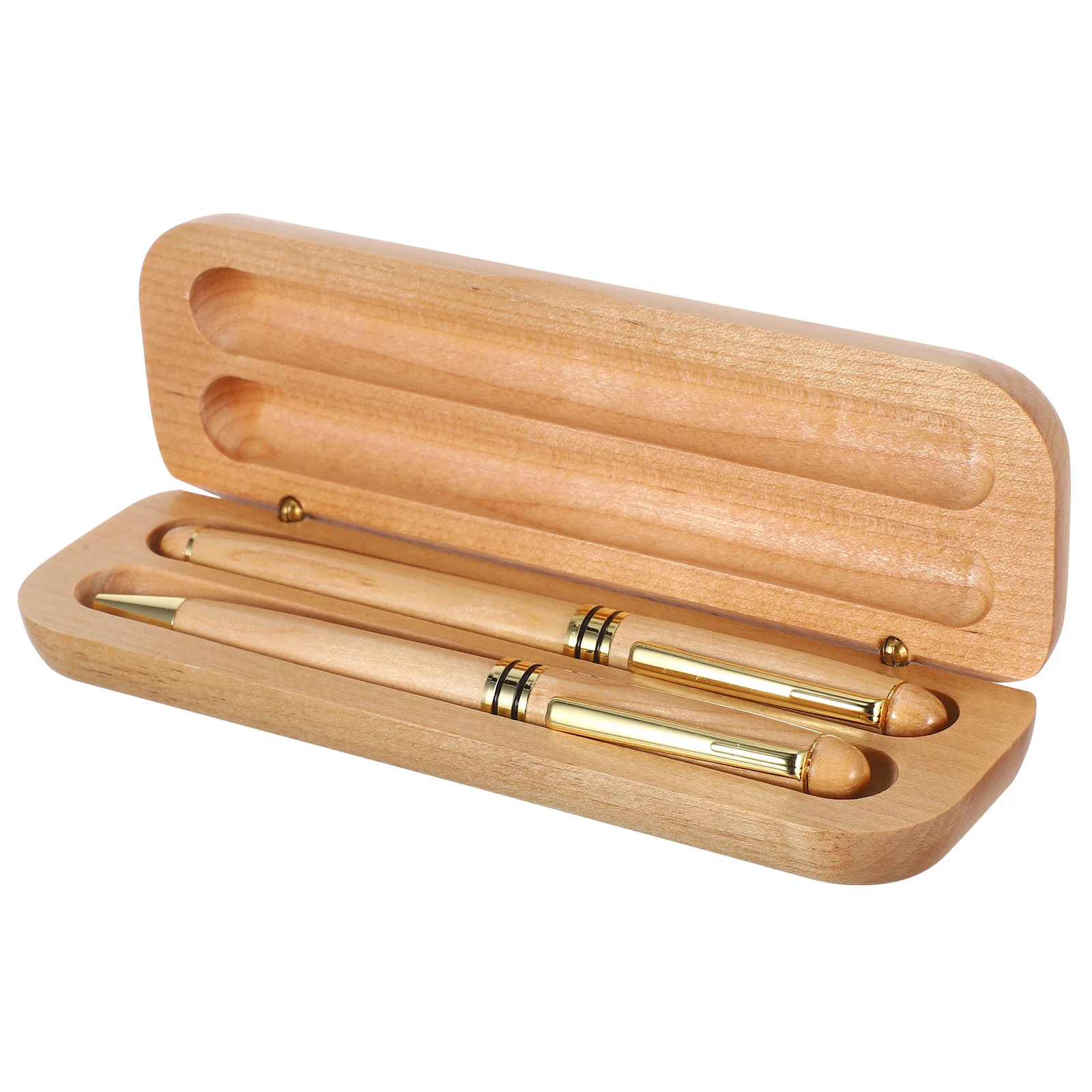 

1 Set Business Fountain Pen Fine Nib Maple Wood Body Engraved Metal Tip Gift Box Smooth Writing Office Signature Calligraphy