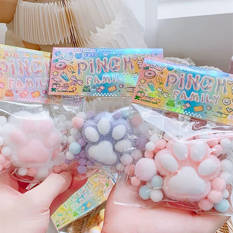 Decompression Cute Plush Cat Paw Toys New Mini Silicone Cubic Cat Feet Slow Rebound Squeeze Toys Party Props Favors Gift