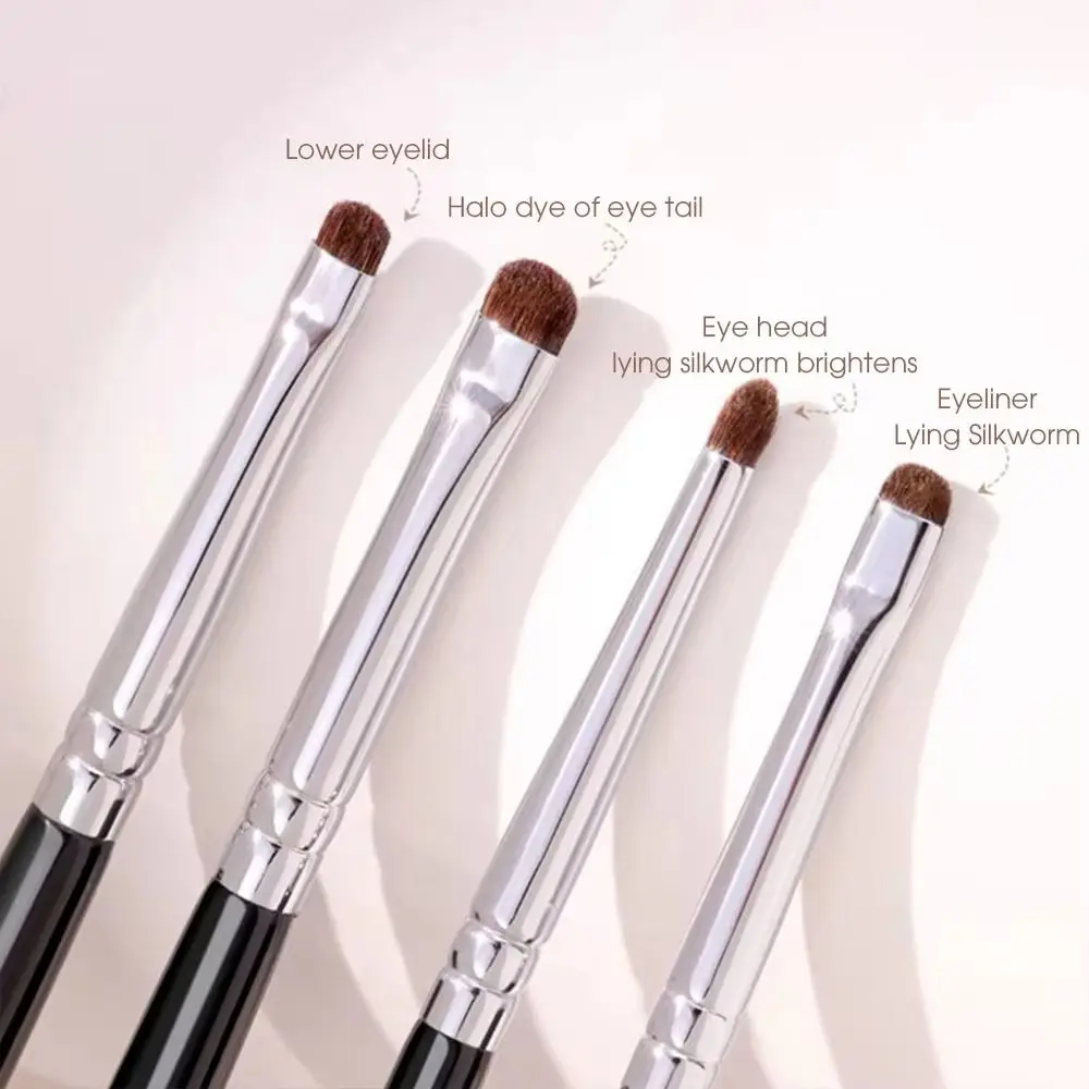 4 Teile/satz Kleine Winkel Lidschatten Pinsel Augenlid Highlighter Weiches Haar Make-Up Pinsel Präzise Detail Liegen Seidenraupe