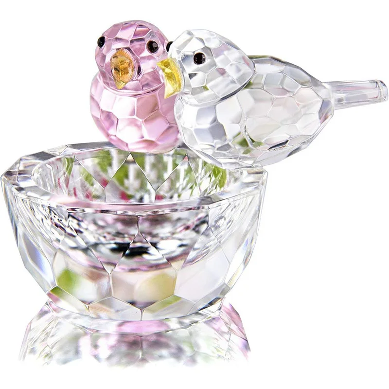 xx-Creative Artificial Crystal Bird Statue Ornaments Art Home Livingroom Sculpture Accessories Makeup Desk Storage Decoration