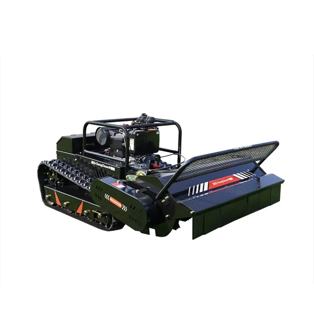 Hydraulic lift 20 horsepower tracked Industrial remote control lawn mower, high-power diesel weeding machine