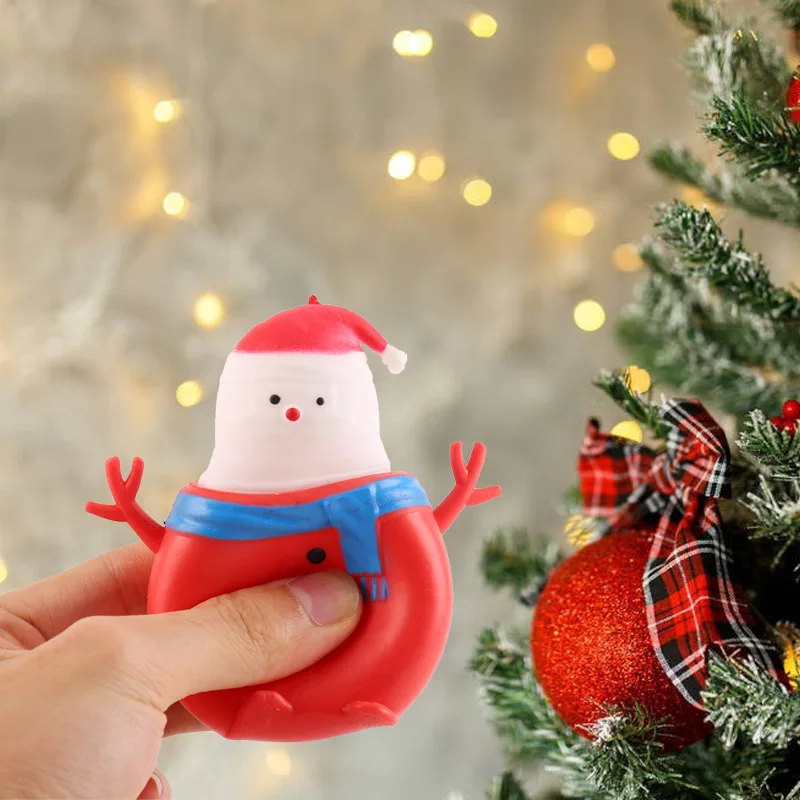 Pop Up Christmas Fidget Squeeze Pinches Snowman Anti-stress Toy Stress Relief Games Children Small Toys Puking Christmas Gifts