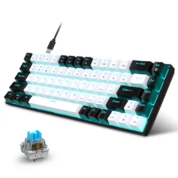 68 Tuşlu Mekanik Klavye, Ergonomik, RGB Arka Aydınlatmalı, LED, Değiştirilebilir Mavi Tuşlu Oyun Klavyesi (PC, Dizüstü Bilgisayar, Ofis İçin) 10 best sales Mavi anahtarlı klavye - №3