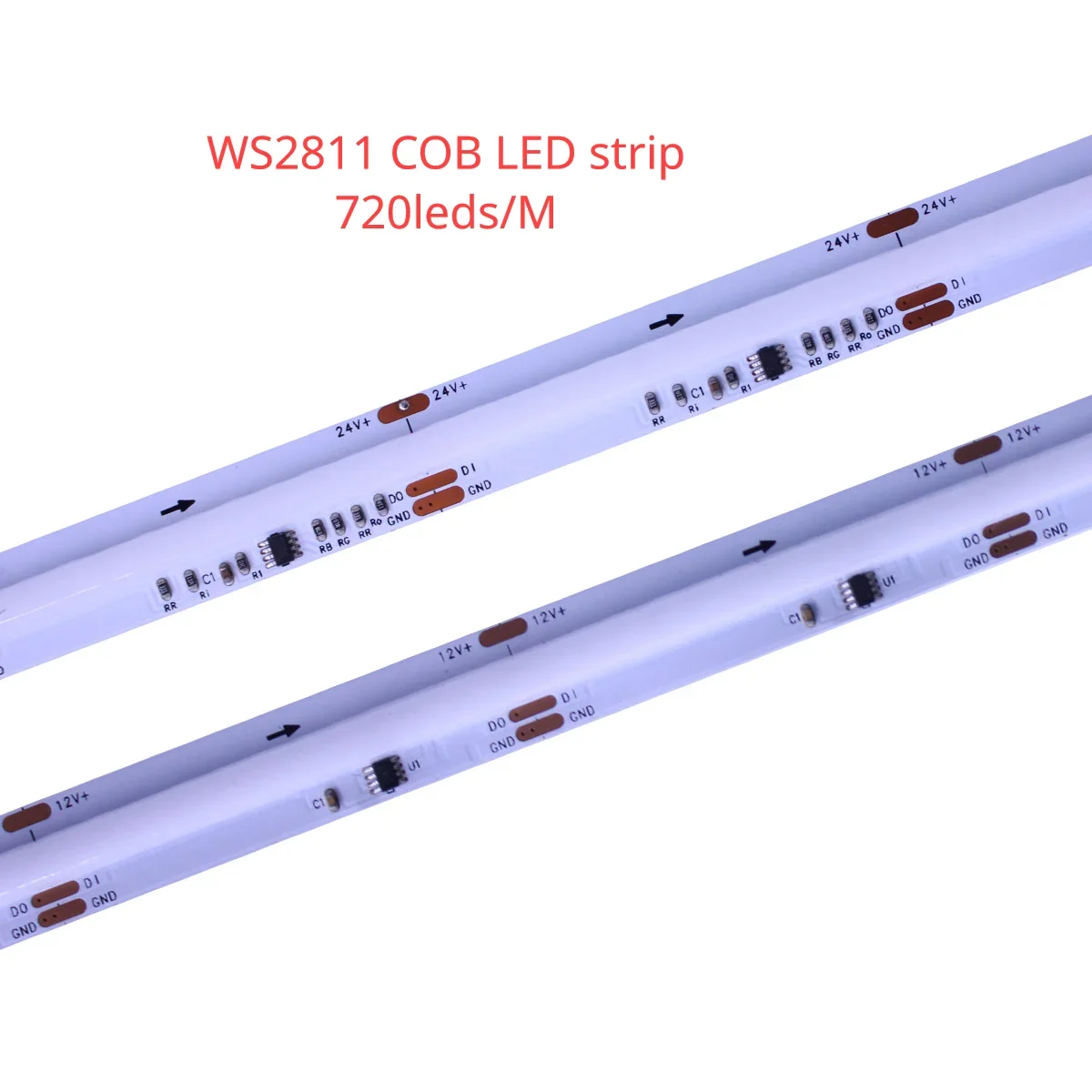 COB FCOB SPI RGB LED Light Strip WS2811 Adresowalna 360 576 720 diod LED/M Dream Color DC5V 12V 24V Elastyczne światła o dużej gęstości RA90