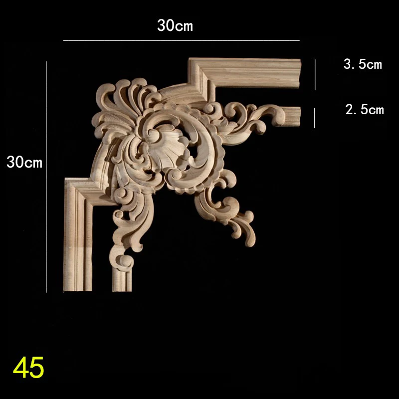 النمط الأوروبي الخشب زين حائط الخلفية الديكور الأزهار الخشب الشارات للجدار العتيقة Onlays القوالب عناصر ديكور المنزل