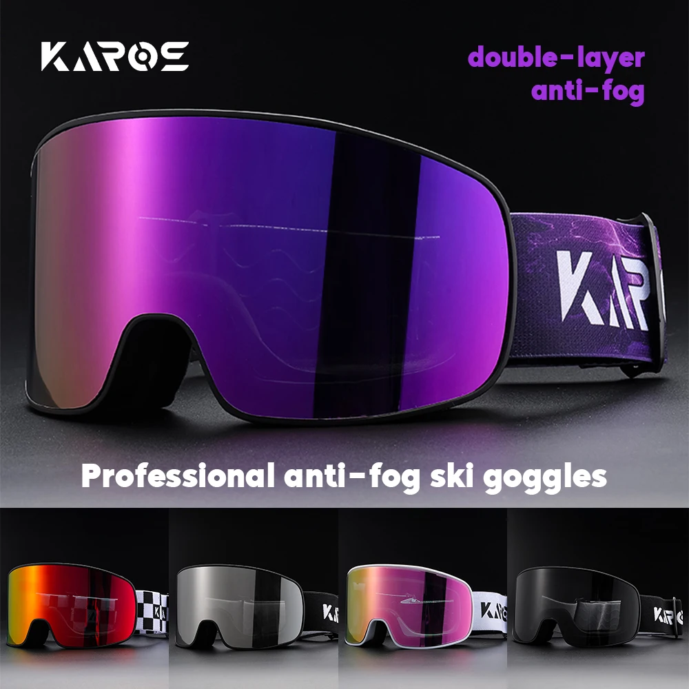 Karos Ski Goggles Double Layer Anti-fog Skiing Glasses UV400 Windproof Protection Snowboard Eyewear Men Women Winter Sports