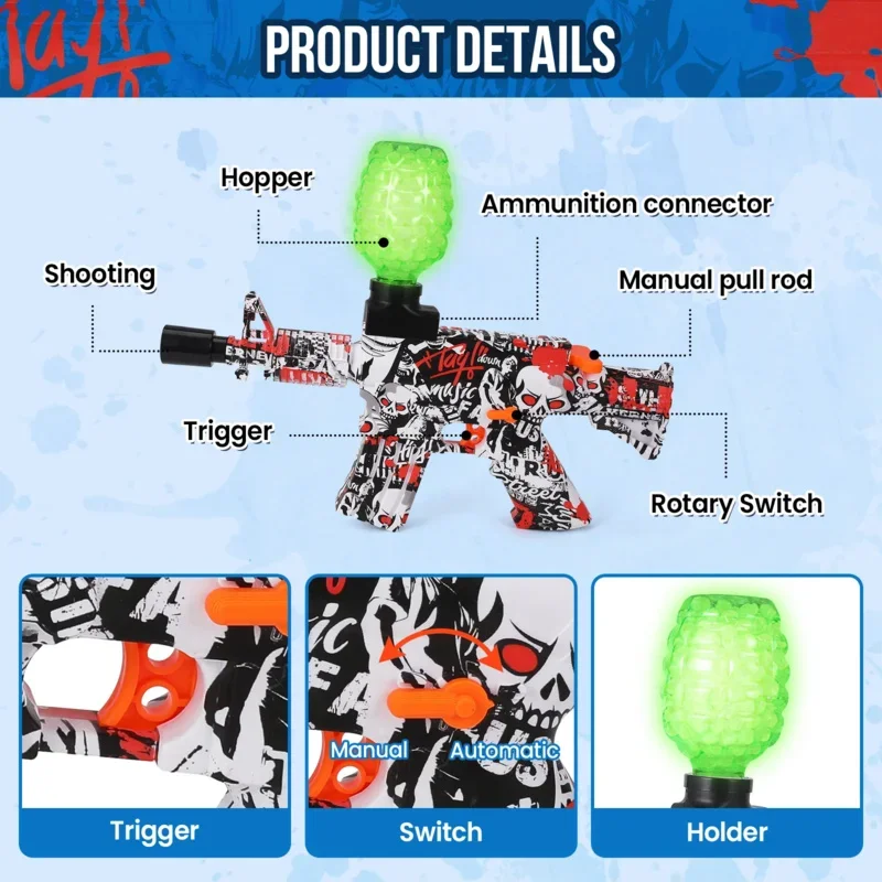 M416 Giocattolo elettrico luminoso per pistola antispruzzo in gel con perline d'acqua ecologiche fluorescenti CS Fighting Outdoor per regali per ragazzi adulti