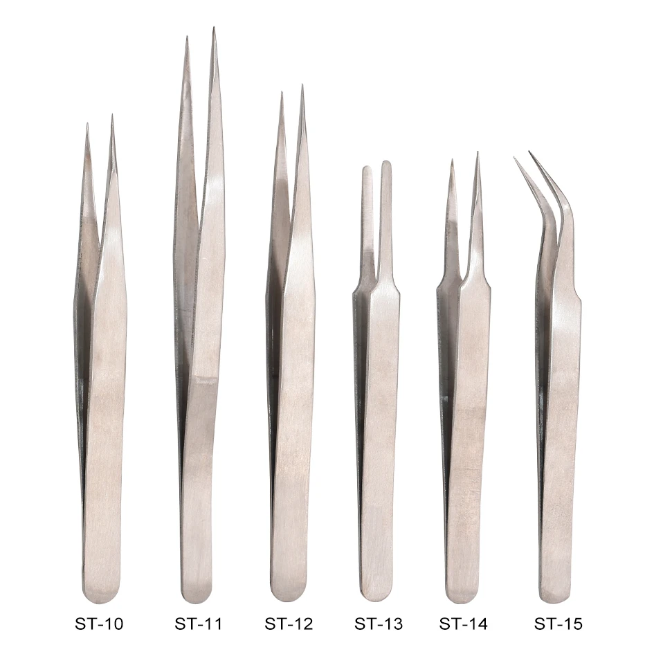 ST - 10 11 12 13 14 15 Silver Nipper 1.5mm 201 Stainless Steel ST Tweezers Repair Tools Wholesale Accpet OEM Order 1200pcs/lot