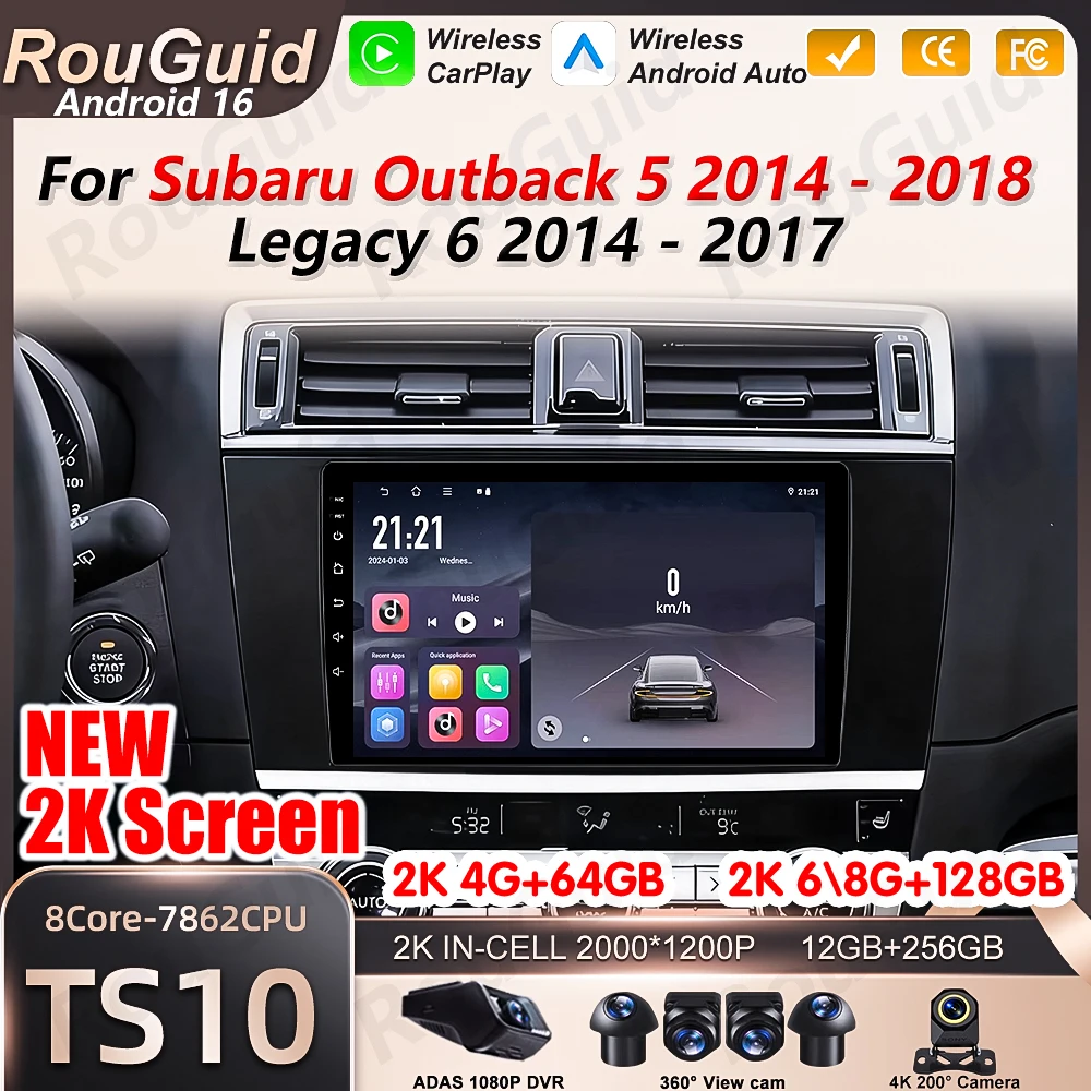 Android 16 Auto Car Radio For Subaru Outback 5 Legacy 6 2014 2015 2016 2017 2018 Multimedia Video Player Carplay Wireless Stereo