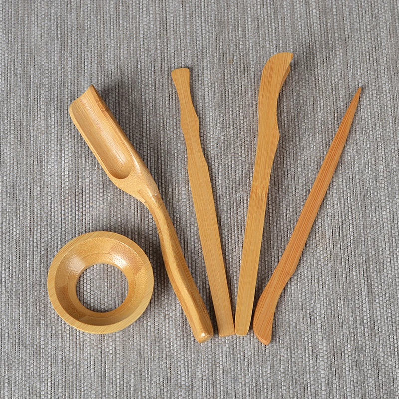 5 Pieces-set Chinese Style Wooden Bamboo Tea Art Tools Set Tea Ceremony Specific Tableware Tea Needle Teaspoon Clips Accessories